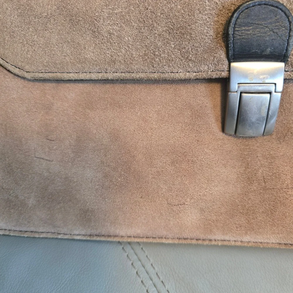 Stetson Mens Suede Leather Briefcase Tan Brown Laptop Messenger Bag‎ Vintage